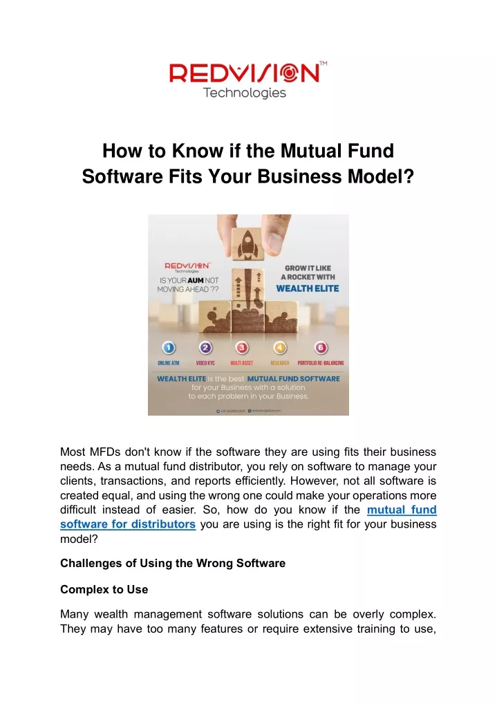 how to know if the mutual fund software fits your