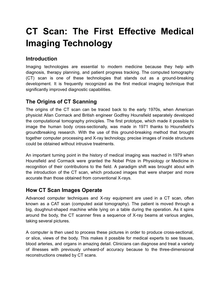 ct scan the first effective medical imaging