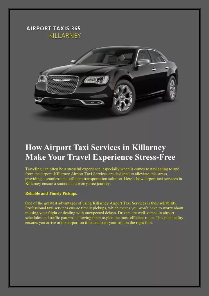 how airport taxi services in killarney make your