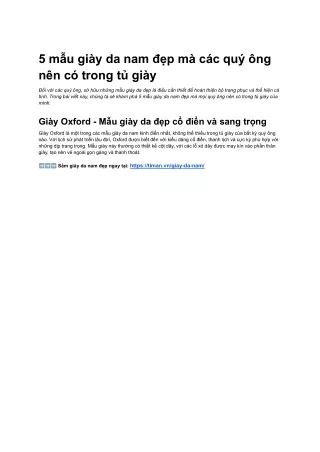 5 mau giay da nam dep ma cac quy ong nen co trong tu giay