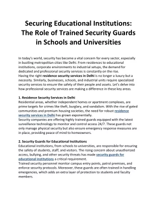 securing educational institutions the role