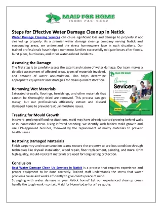 Steps for Effective Water Damage Cleanup in Natick