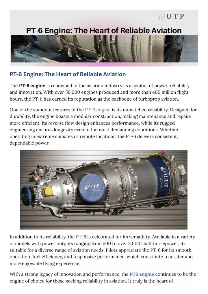 pt 6 engine the heart of reliable aviation