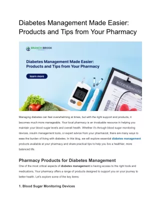 Diabetes Management Made Easier Products and Tips from Your Pharmacy