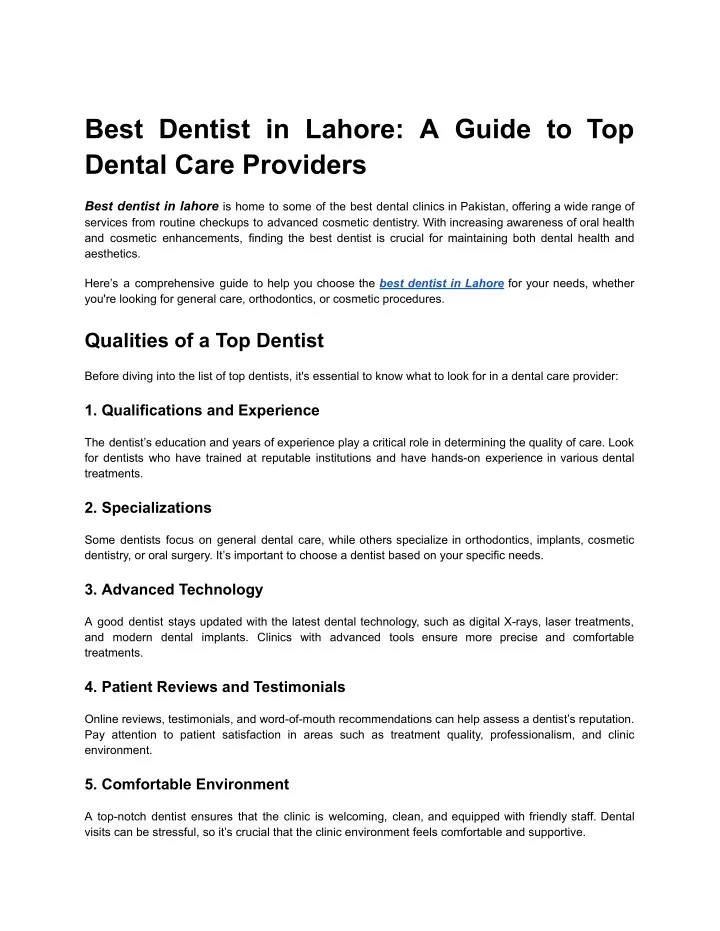 best dentist in lahore a guide to top dental care