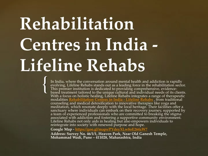 rehabilitation centres in india lifeline rehabs