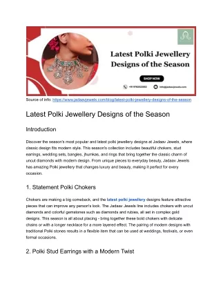 Latest Polki Jewellery Designs of the Season