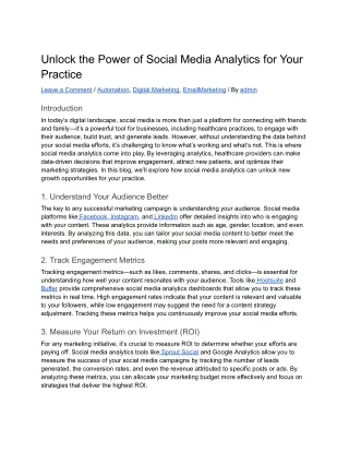 Unlock the Power of Social Media Analytics for Your Practice