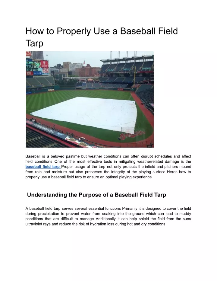 how to properly use a baseball field tarp