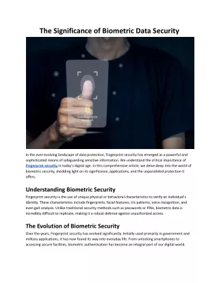 The Significance of Biometric Data Security