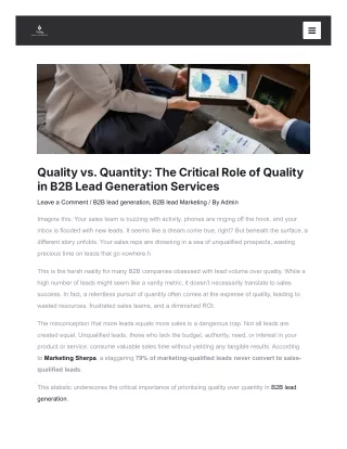 Quality vs. Quantity The Critical Role of Quality in B2B Lead Generation Services