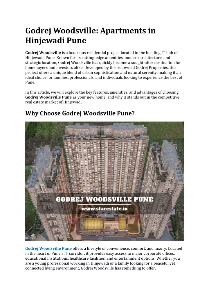 godrej woodsville apartments in hinjewadi pune