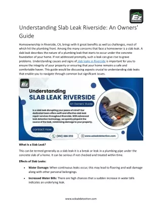 Understanding Slab Leak Riverside