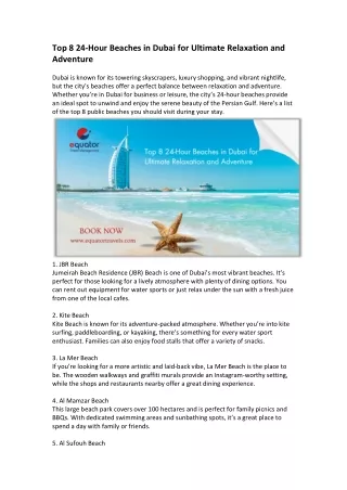 Top 8 24-Hour Public Beaches in Dubai Sun, Fun & Adventure Anytime