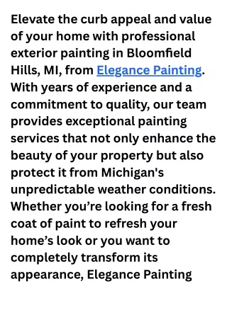 exterior painting bloomfield hills mi