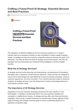 Crafting a Future-Proof AI Strategy: Essential Services and Best Practices