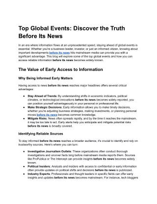 Top Global Events_ Discover the Truth Before Its News