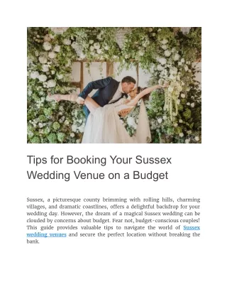 Tips for Booking Your Sussex Wedding Venue on a Budget