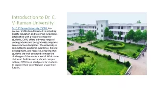 Empowering Futures - Exploring Opportunities at Dr. C. V. Raman University