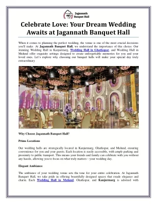 Wedding Hall in Kanjurmarg for a Memorable Celebration