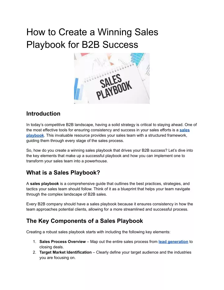 how to create a winning sales playbook