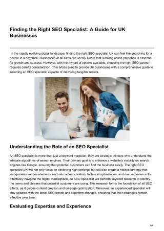 Finding the Right SEO Specialist A Guide for UK Businesses