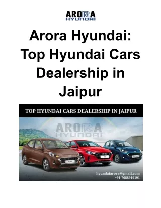 Arora Hyundai_ Top Hyundai Cars Dealership in Jaipur