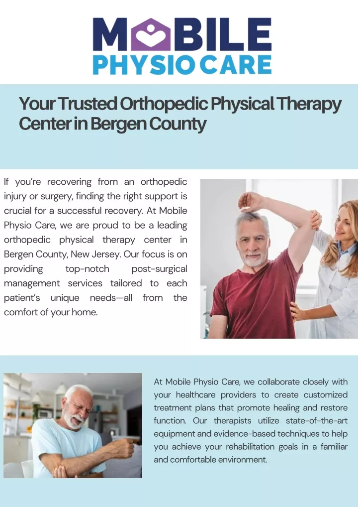 your trusted orthopedic physical therapy center