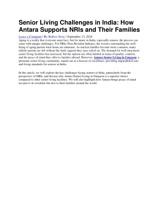 Senior Living Challenges in India: How Antara Supports NRIs and Their Families