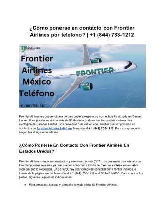 ¿Cómo ponerse en contacto con Frontier Airlines por teléfono |  1 (844) 733-1212