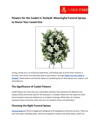 Flowers for the Casket in Tomball_ Meaningful Funeral Sprays to Honor Your Loved One