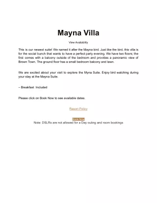 Best Resort in Hyderabad | mayna villa