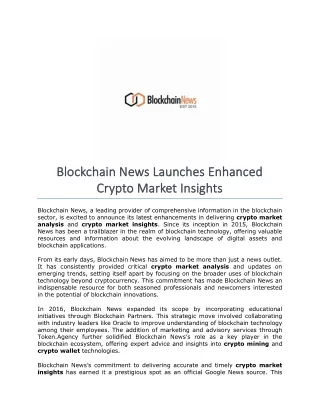 Blockchain News Launches Enhanced Crypto Market Insights