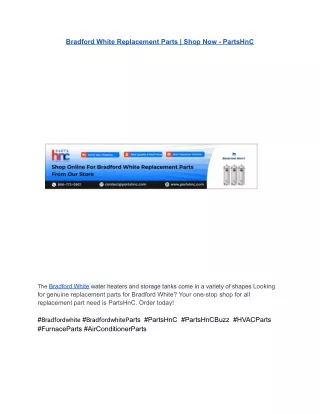 Bradford White Replacement Parts _ Shop Now - PartsHnC