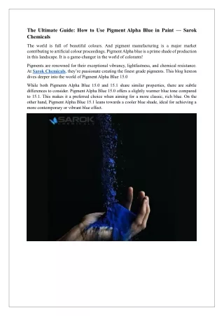 The Ultimate Guide How to Use Pigment Alpha Blue in Paint Sarok Chemicals