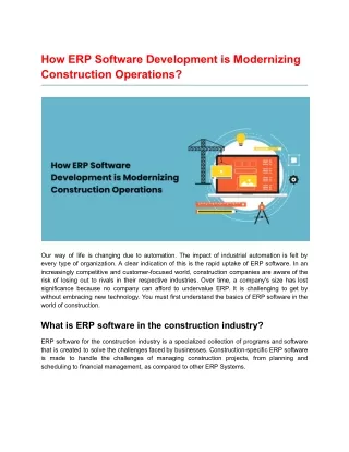 How ERP Software Development is Modernizing Construction Operations