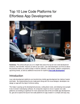 Top 10 Best Low-Code Development Platforms To Build Apps