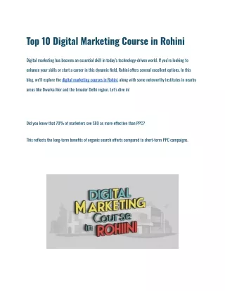 Top 10 Digital Marketing Course in Rohini