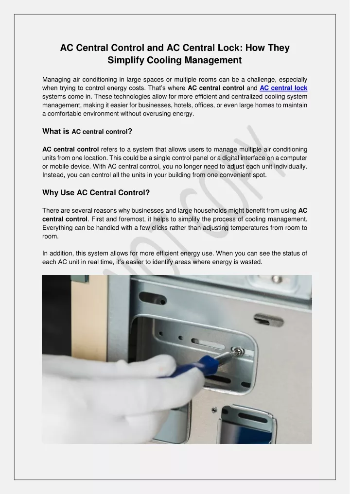 ac central control and ac central lock how they