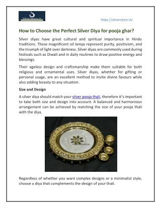 How to Choose the Perfect Silver Diya for pooja ghar?