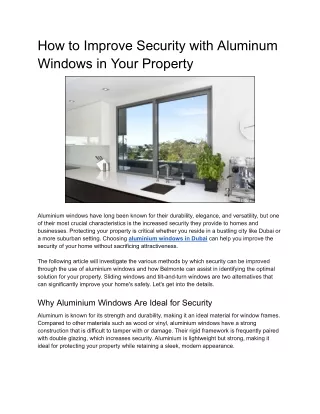 How to Improve Security with Aluminium Windows in Your Property