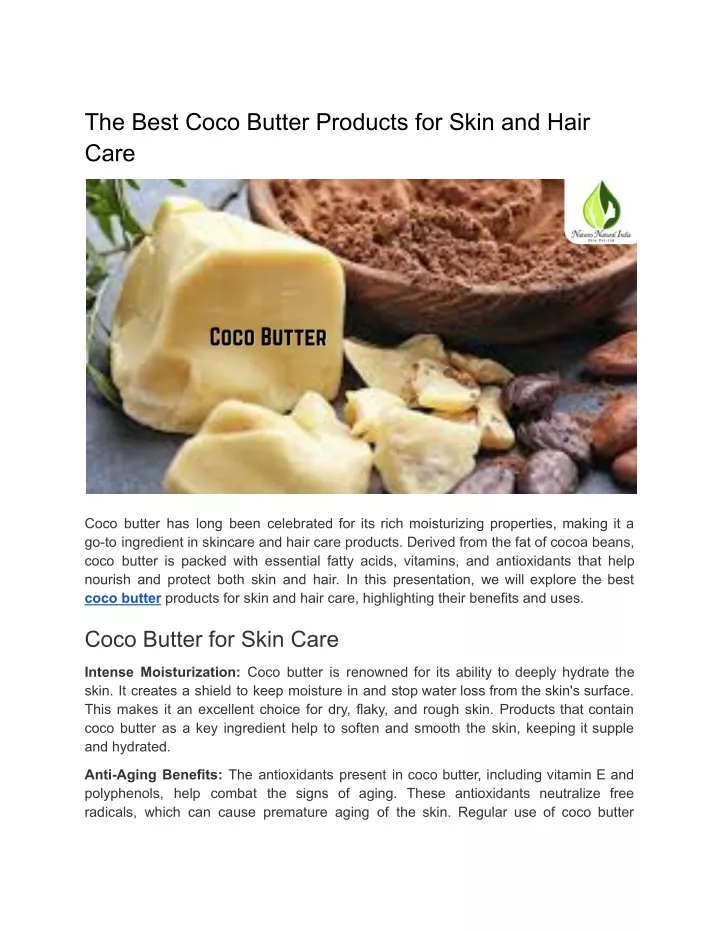 the best coco butter products for skin and hair