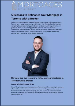 5 Reasons to Refinance Your Mortgage in Toronto with a Broker