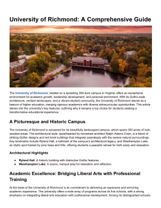 university of richmond a comprehensive guide