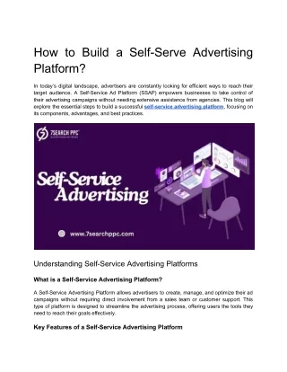 how to build a self serve advertising platform