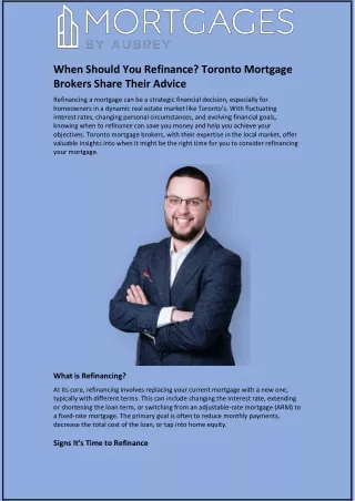 When Should You Refinance? Toronto Mortgage Brokers Share Their Advice