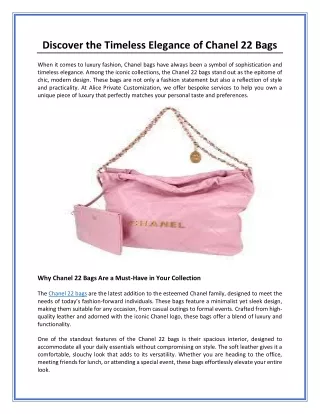 Discover the Timeless Elegance of Chanel 22 Bags