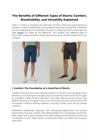 The Benefits of Different Types of Shorts_ Comfort, Breathability, and Versatility Explained