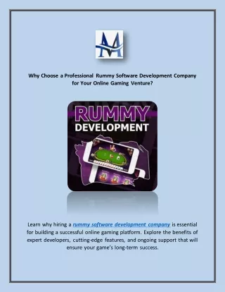 Why Choose a Professional Rummy Software Development Company for Your Online Gaming Venture