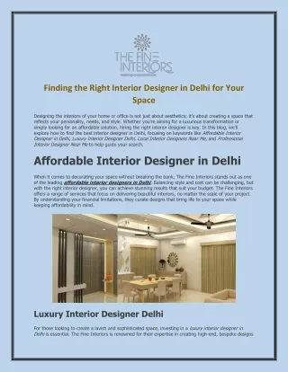 Finding the Right Interior Designer in Delhi for Your Space